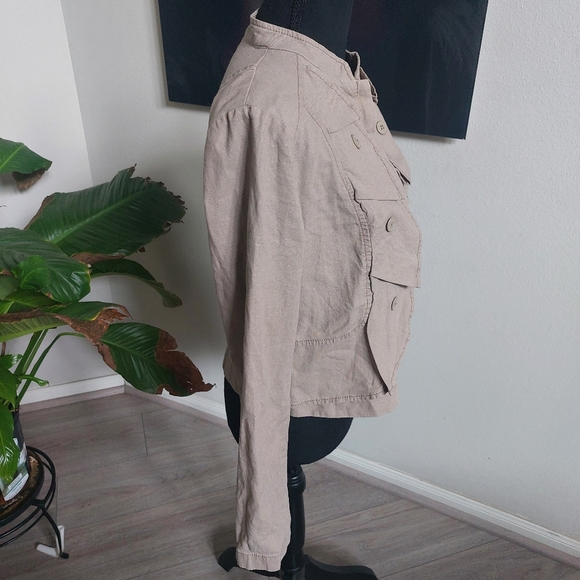 LOFT Ruffle Military Neru Jacket Linen Size Small - Picture 5 of 16
